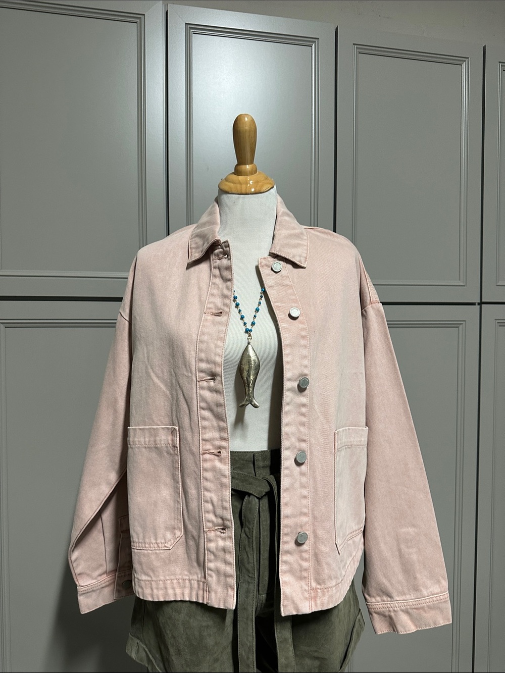 Blank NYC Pale Pink Cotton Jean Jacket